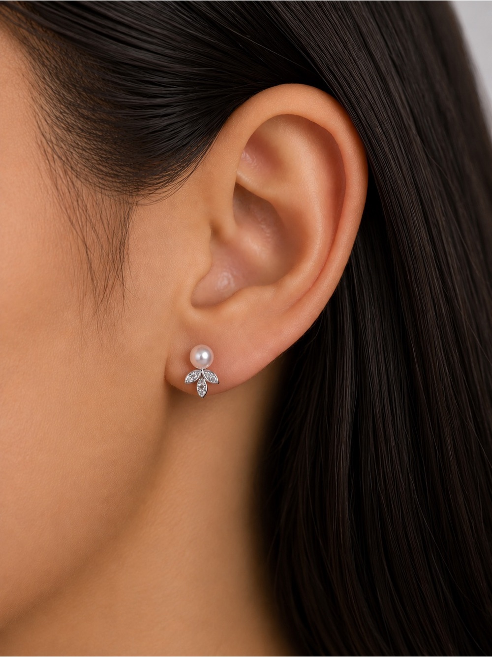 Eliot Danori Silver-Tone Imitation Pearl and Crystal Stud Earrings